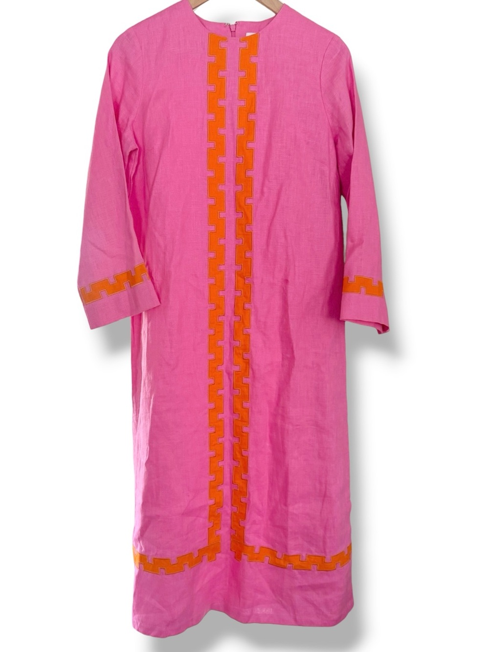 Tuckernuck x Atlantic-Pacific Linen Hartman Midi Dress Peony‎ Pink & Tangerine S - Picture 4 of 8